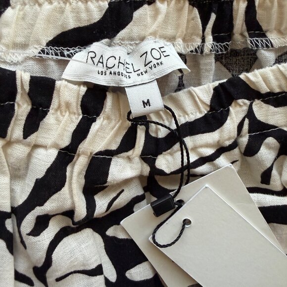 Rachel Zoe Printed Elastic Waist Pull On Midi Skirt Womens Sz M Linen Resortwear - Picture 3 of 5